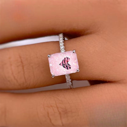 Pink Zebra Heart Ring