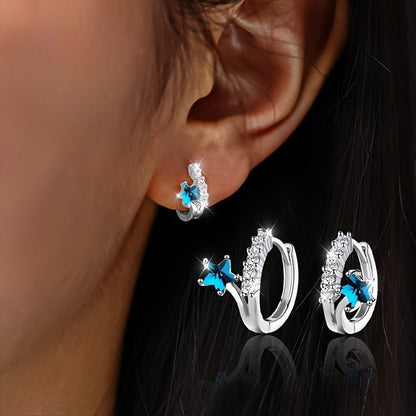 Blue Star Hoop Earrings