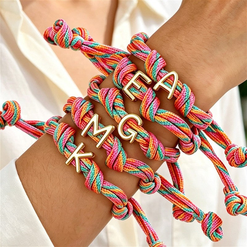 Multicolor Woven Initial Bracelet
