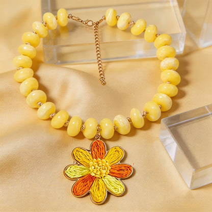 Rainbow Flower Pendant Necklace