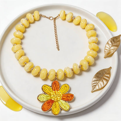 Rainbow Flower Pendant Necklace
