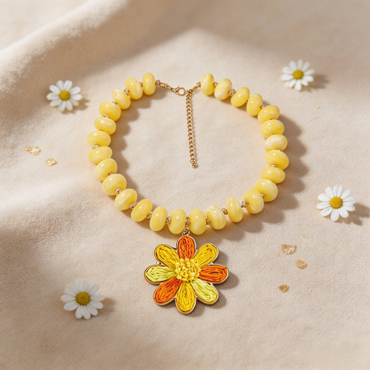 Rainbow Flower Pendant Necklace