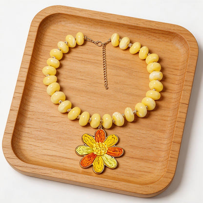 Rainbow Flower Pendant Necklace