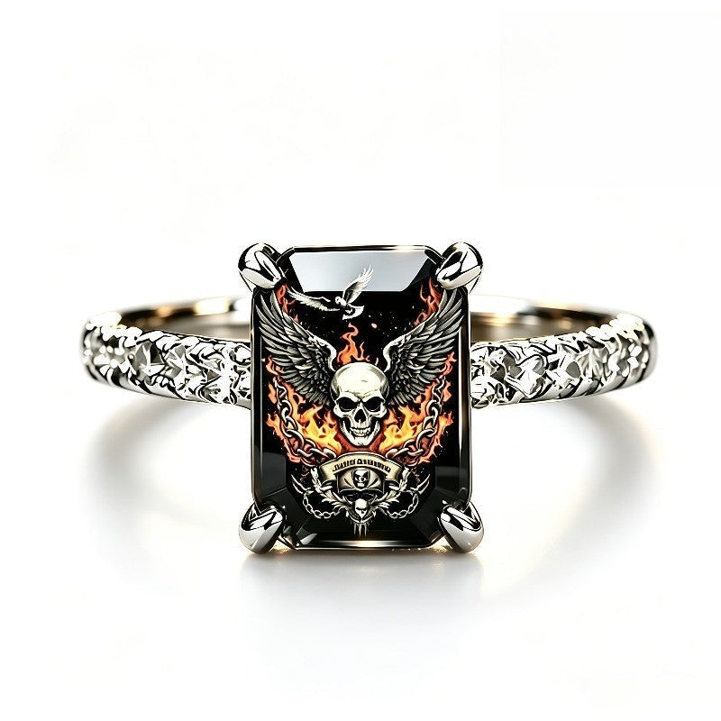 Winged Skull Square Ring
