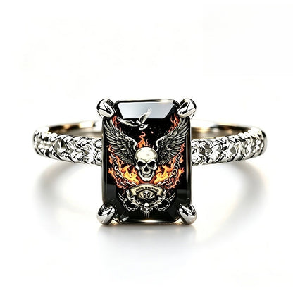 Winged Skull Square Ring