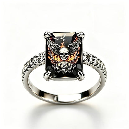Winged Skull Square Ring