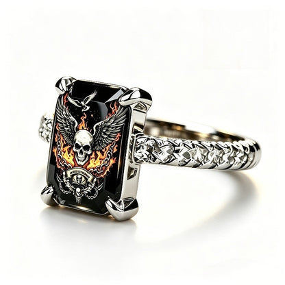 Winged Skull Square Ring