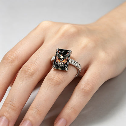 Winged Skull Square Ring