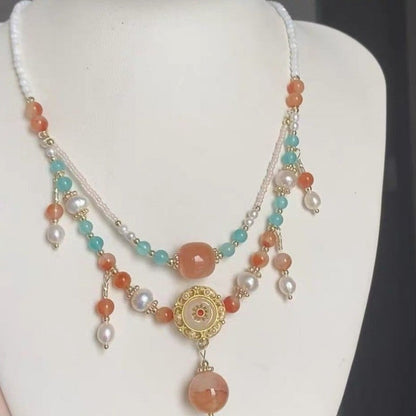Multicolor Beaded Medallion Necklace