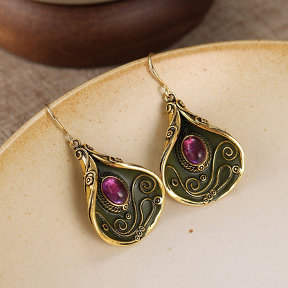Green Swirl Resin Drop Earrings