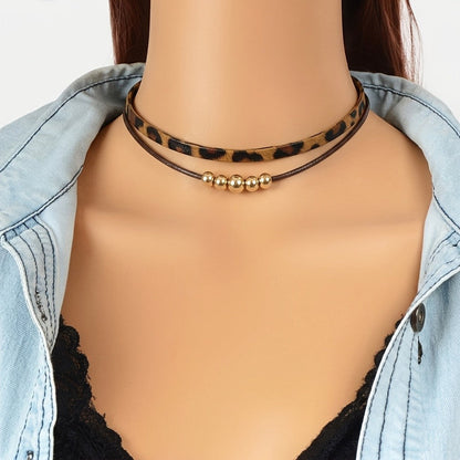 Leopard Print Bead Choker