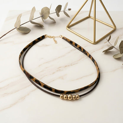 Leopard Print Bead Choker