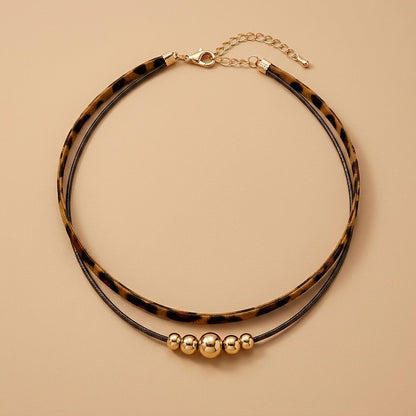 Leopard Print Bead Choker
