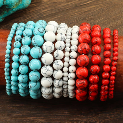 Marbled Turquoise Stretch Bracelet Set