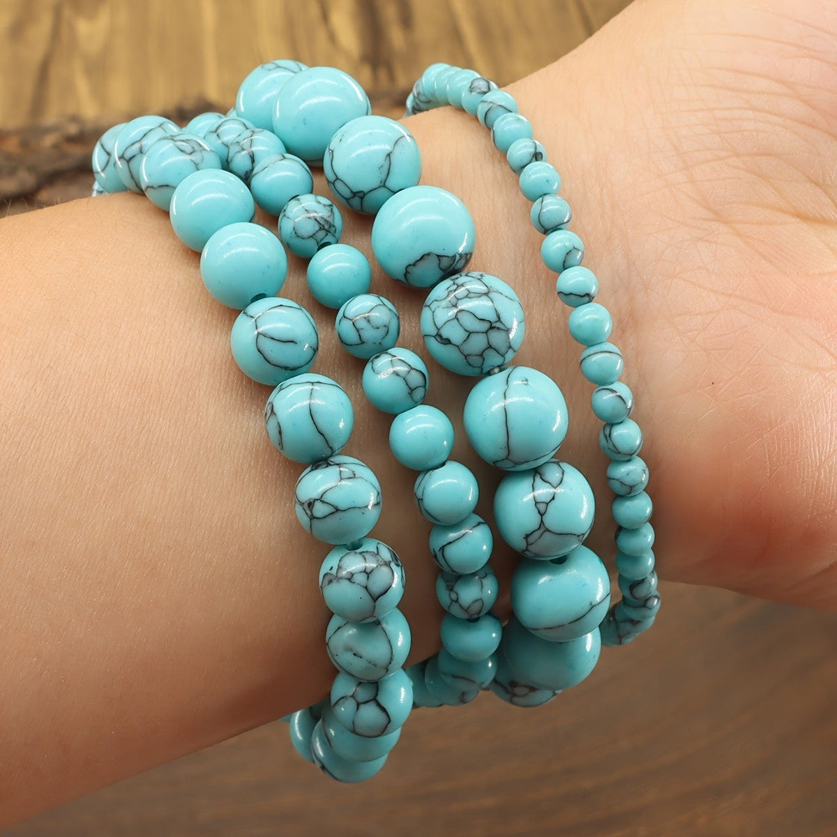 Marbled Turquoise Stretch Bracelet Set