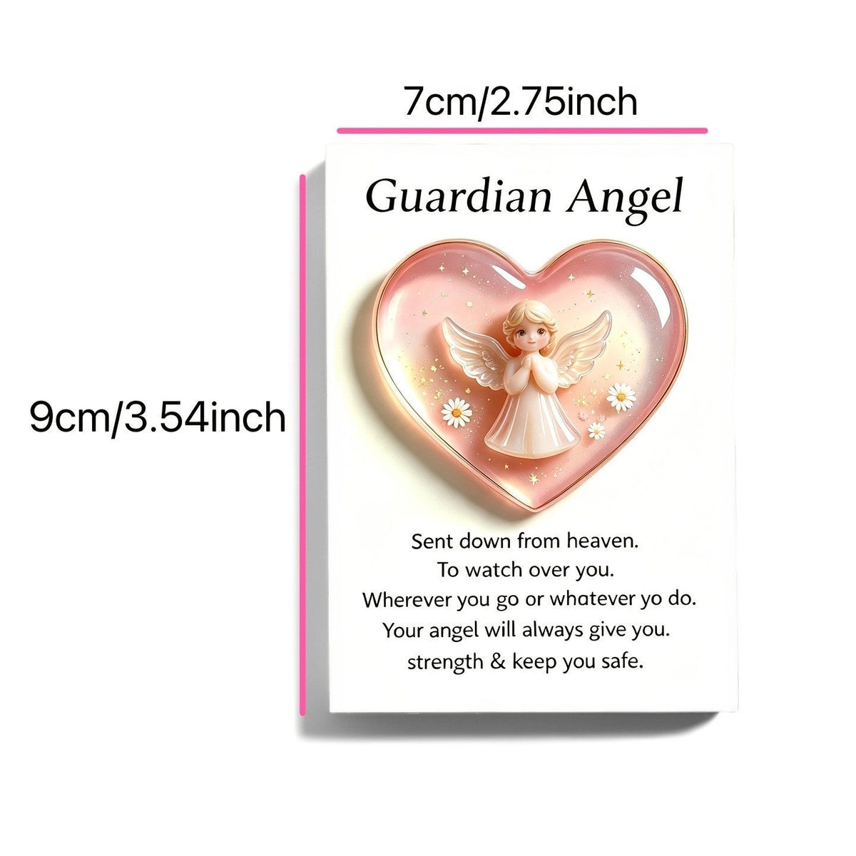 Pink Heart Guardian Angel Card