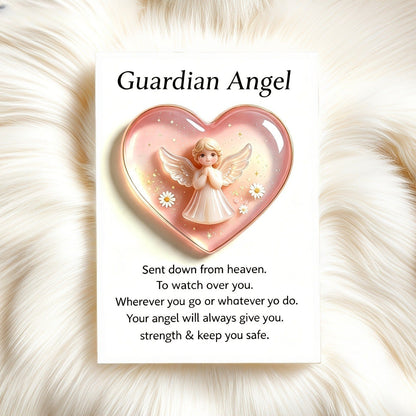 Pink Heart Guardian Angel Card