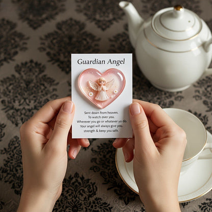Pink Heart Guardian Angel Card