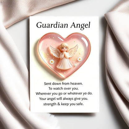 Pink Heart Guardian Angel Card