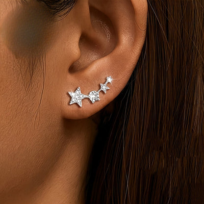 Crystal Star Climber Earrings