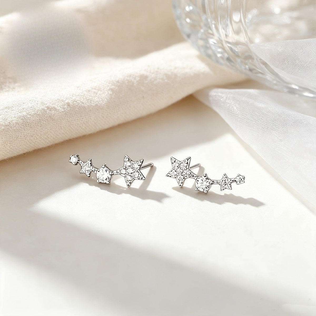 Crystal Star Climber Earrings