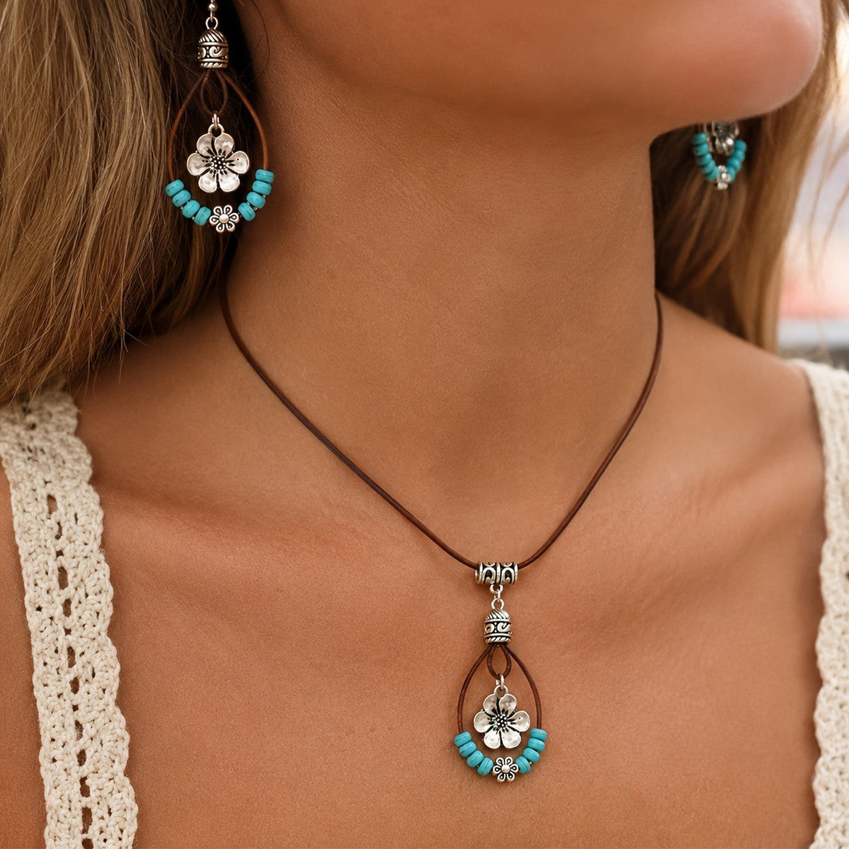 Floral Teardrop Jewelry Set
