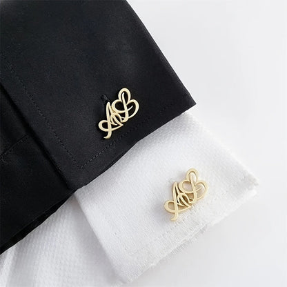 Double Heart Initial Cufflinks