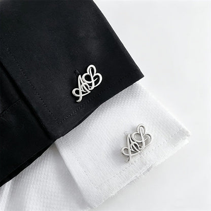 Double Heart Initial Cufflinks