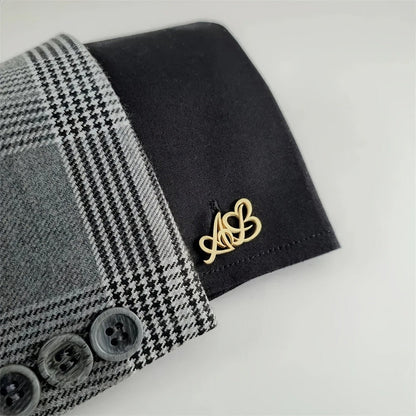 Double Heart Initial Cufflinks