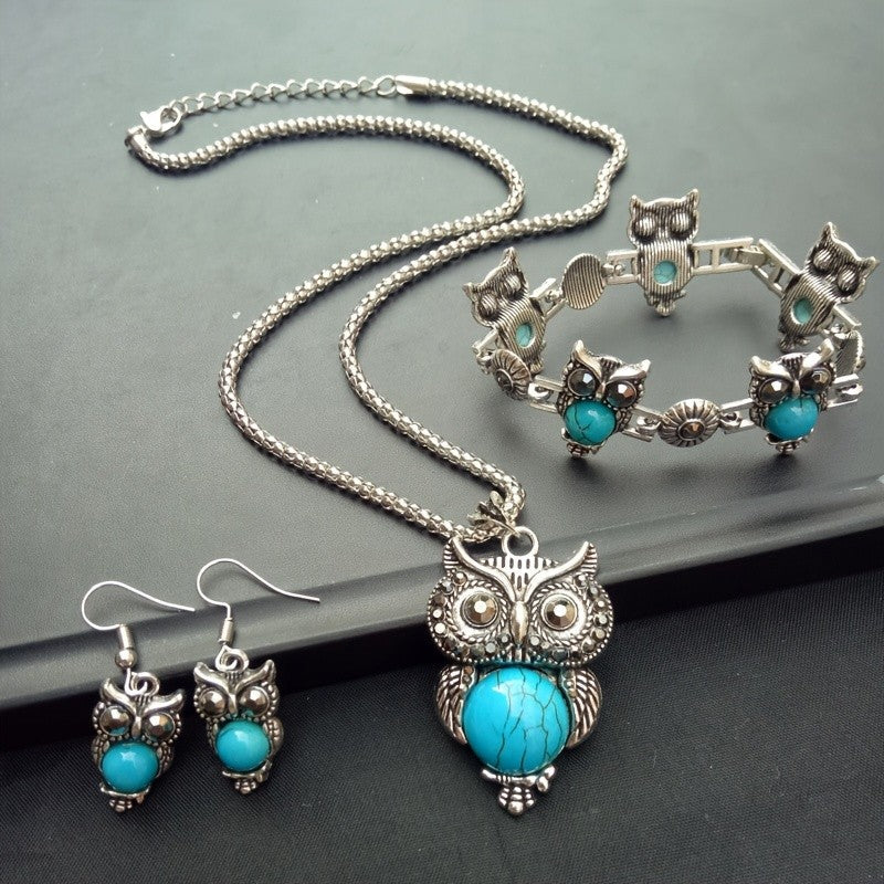 Turquoise Owl Jewelry Set