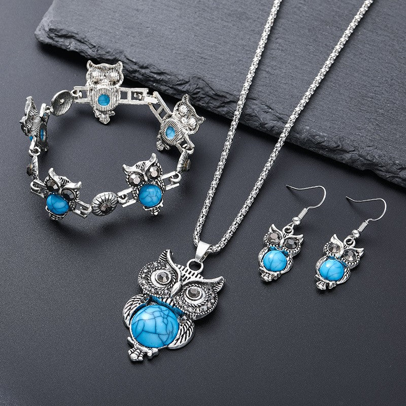 Turquoise Owl Jewelry Set