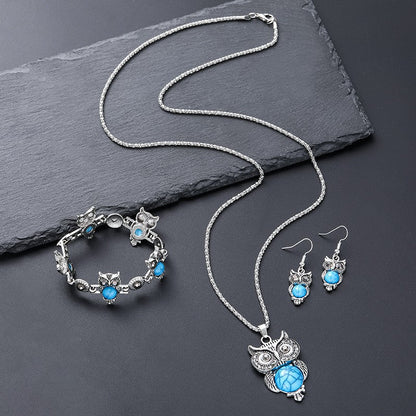 Turquoise Owl Jewelry Set