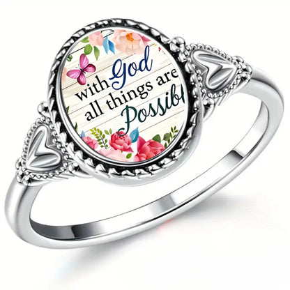 Floral Faith Quote Ring