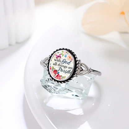 Floral Faith Quote Ring
