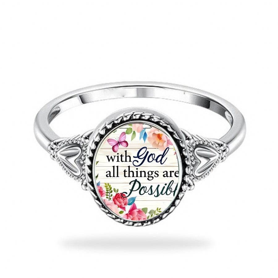 Floral Faith Quote Ring