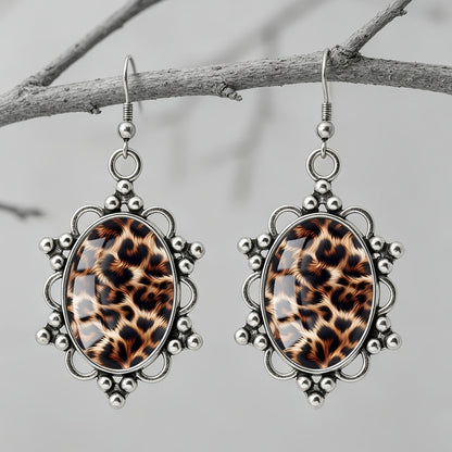 Leopard Print Oval Earrings