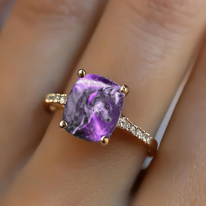 Purple Wolf Square Ring
