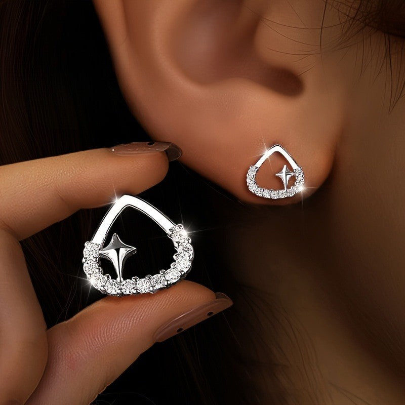 Crystal Star Triangle Stud Earrings