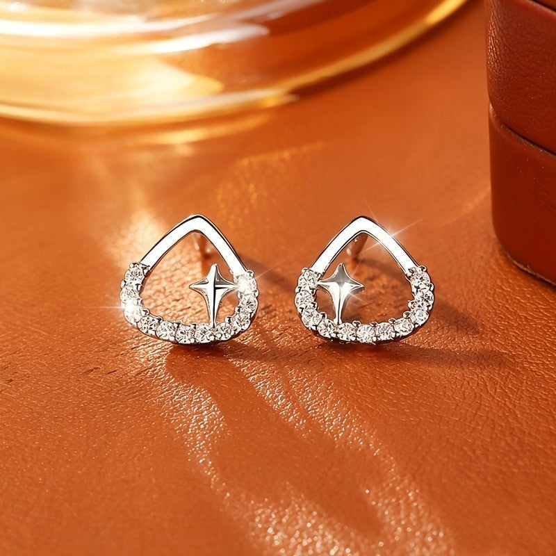 Crystal Star Triangle Stud Earrings
