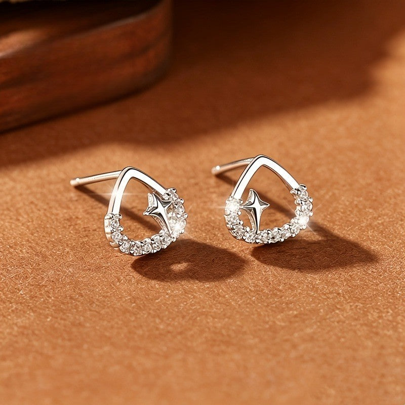 Crystal Star Triangle Stud Earrings