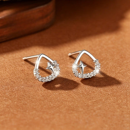 Crystal Star Triangle Stud Earrings