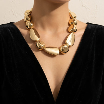 Irregular Gold-Tone Bead Necklace