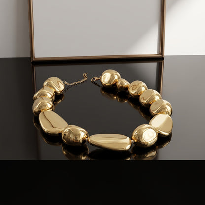 Irregular Gold-Tone Bead Necklace