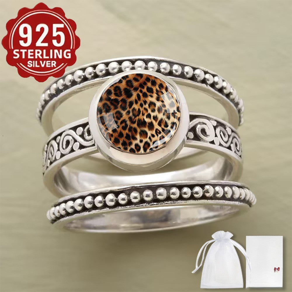 Leopard Print Beaded Ring Set