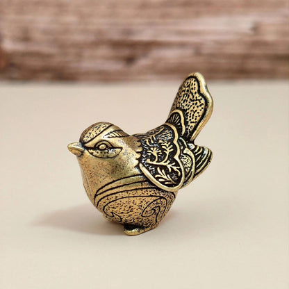 Engraved Brass Bird Figurine
