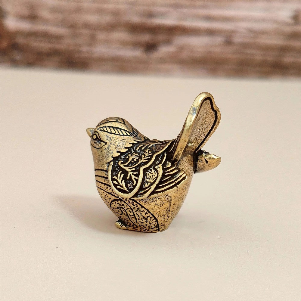 Engraved Brass Bird Figurine