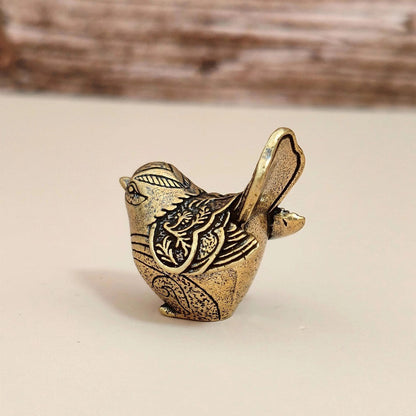 Engraved Brass Bird Figurine