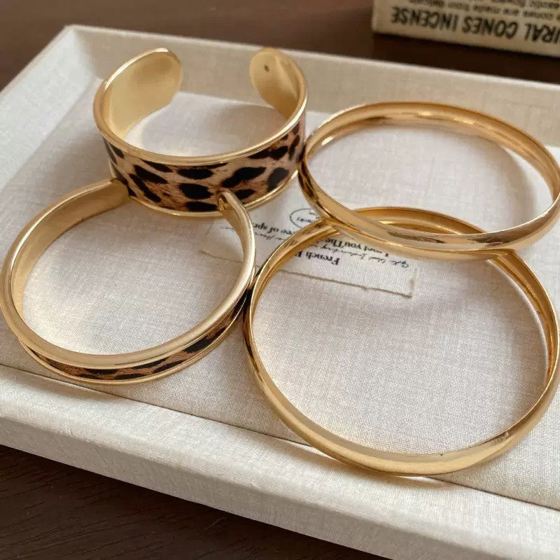 Leopard Print & Gold-Tone Bangle Set