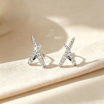 Crystal Crossed Line Stud Earrings
