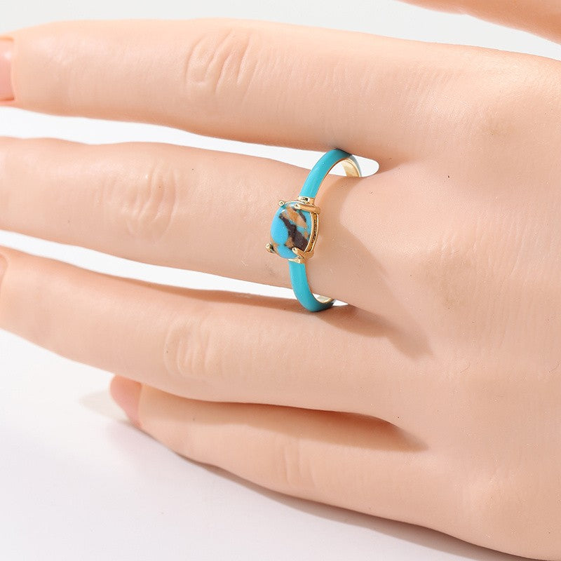 Blue Stone Hoop Ring